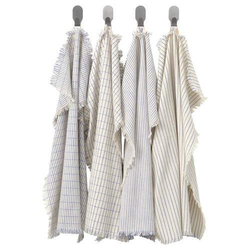 VÄLVÅRDAD منشفة شاي, أبيض/أزرق نقش, 45x60 سم