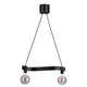 ACKJA / MOLNART Pendant lamp with light bulb, wave shaped black/globe grey clear glass