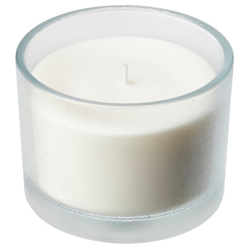 ADLAD scented candle, frosted glass, white, cylindrical, minimalist.