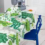 ÄLGÖRT Pre-cut fabric, forest pattern/white green, 150x300 cm