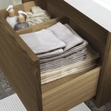 ÄNGSJÖN / BACKSJÖN Wash-stnd w drawer/wash-basin/tap, brown oak effect, 60x48x39 cm