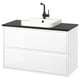 Option: ÄNGSJÖN / BACKSJÖN Wash-stnd w drawers/wash-basin/tap, high-gloss white/black marble effect, 102x49x71 cm