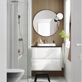 ÄNGSJÖN / BACKSJÖN Wash-stnd w drawers/wash-basin/tap, high-gloss white/black marble effect, 82x49x71 cm
