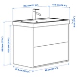 ÄNGSJÖN / BACKSJÖN Wash-stnd w drawers/wash-basin/tap, high-gloss white, 80x48x69 cm