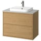 Option: ÄNGSJÖN / BACKSJÖN Wash-stnd w drawers/wash-basin/tap, oak effect/grey stone effect, 82x49x71 cm