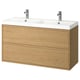 Option: ÄNGSJÖN / BACKSJÖN Wash-stnd w drawers/wash-basin/taps, oak effect, 120x48x69 cm