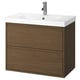 Option: ÄNGSJÖN / ORRSJÖN Wash-stnd w drawers/wash-basin/tap, brown oak effect, 82x49x69 cm