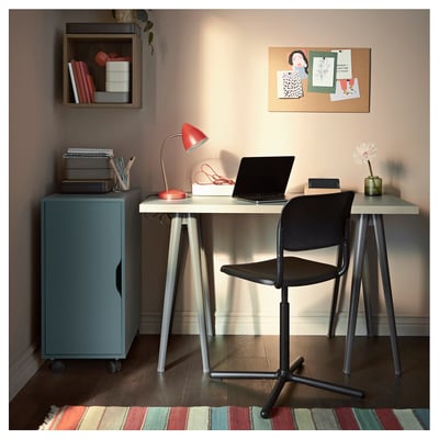 ALEX Storage unit on castors, grey-turquoise/black, 36x76 cm