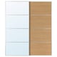 AULI / MEHAMN Pair of sliding doors, aluminium mirror glass/double sided oak effect, 200x236 cm