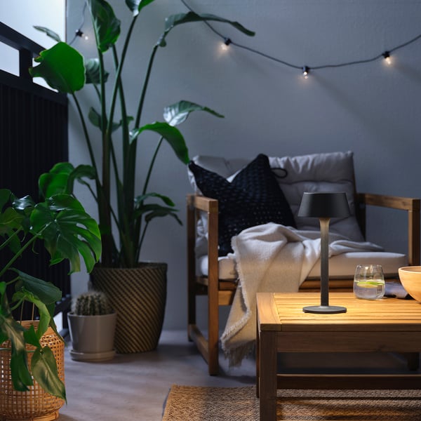 AVHÅLL LED portable lamp, battery-operated dimmable/black outdoor, 29 cm