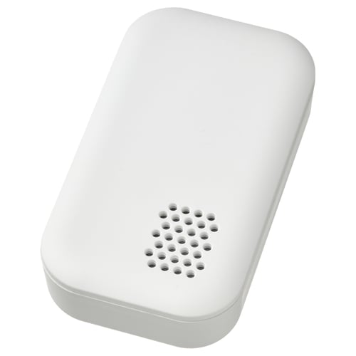 White BADRING water leak alarm, plastic rectangular with holes.