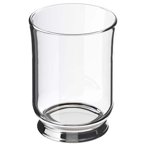 BALUNGEN glass tumbler, chrome base, clear colour, robust design, simple shape, elegant.