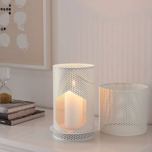 BEHÄRSKA Lantern for block candle, white, 26 cm IKEA