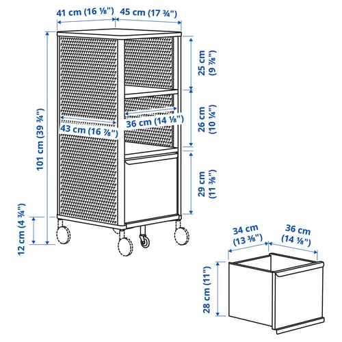 Illustration with measurements for the product: BEKANT.