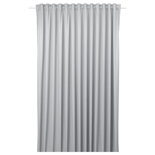 Grey BENGTA light-blocking curtain, recycled polyester, plain texture.