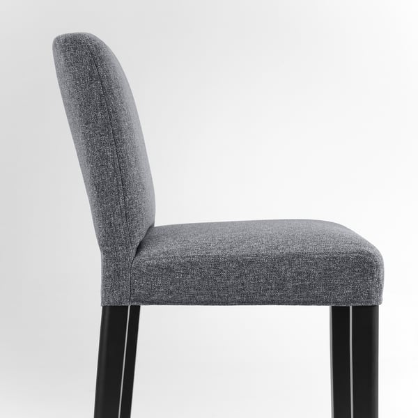 BERGMUND Bar stool with backrest, counter height black/Gunnared medium grey, 62 cm