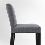 BERGMUND Bar stool with backrest, counter height black/Gunnared medium grey, 62 cm