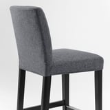 BERGMUND Bar stool with backrest, counter height black/Gunnared medium grey, 62 cm