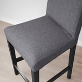 BERGMUND Bar stool with backrest, counter height black/Gunnared medium grey, 62 cm