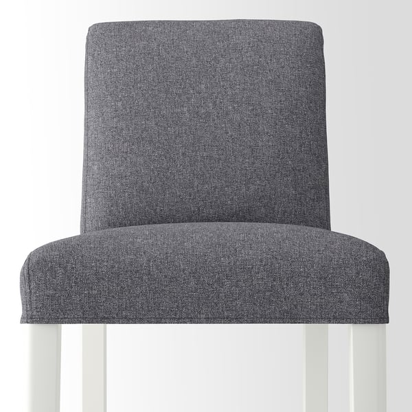 BERGMUND Bar stool with backrest, counter height white/Gunnared medium grey, 62 cm