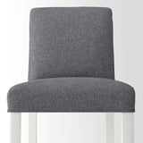 BERGMUND Bar stool with backrest, counter height white/Gunnared medium grey, 62 cm