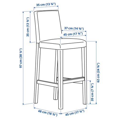 Illustration with measurements for the product: BERGMUND.