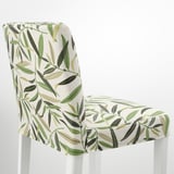 BERGMUND Bar stool with backrest, white/Fågelfors multicolour, 62 cm