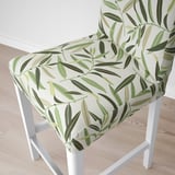 BERGMUND Bar stool with backrest, white/Fågelfors multicolour, 62 cm