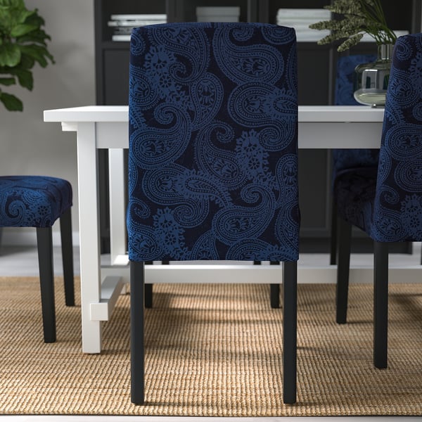 BERGMUND Chair, black/Kvillsfors dark blue/blue