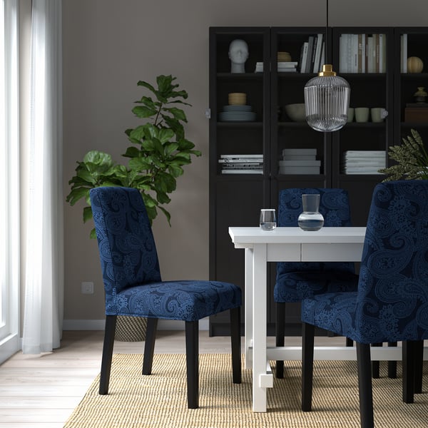 BERGMUND Chair, black/Kvillsfors dark blue/blue