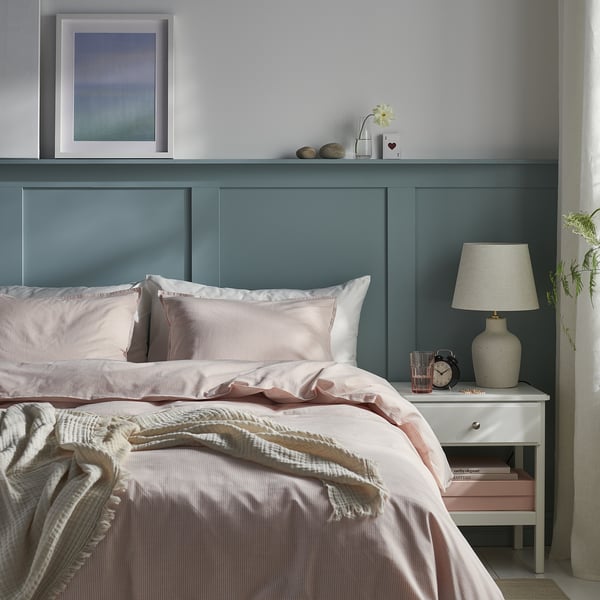 BERGPALM Duvet cover and pillowcase, light pink/stripe, 150x200/50x60 cm