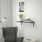 BERGSHULT / KROKSHULT Wall shelf, brown-black/anthracite, 80x30 cm