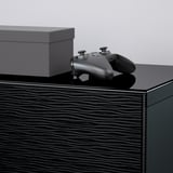 BESTÅ Storage combination w doors/drawers, Laxviken black/Selsviken high-gloss/black, 180x42x74 cm