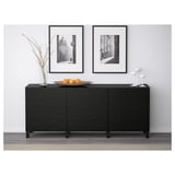 BESTÅ Storage combination with doors, black-brown/Laxviken black, 180x42x75 cm
