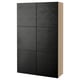 BESTÅ Storage combination with doors, white stained oak effect/Laxviken black, 120x42x193 cm