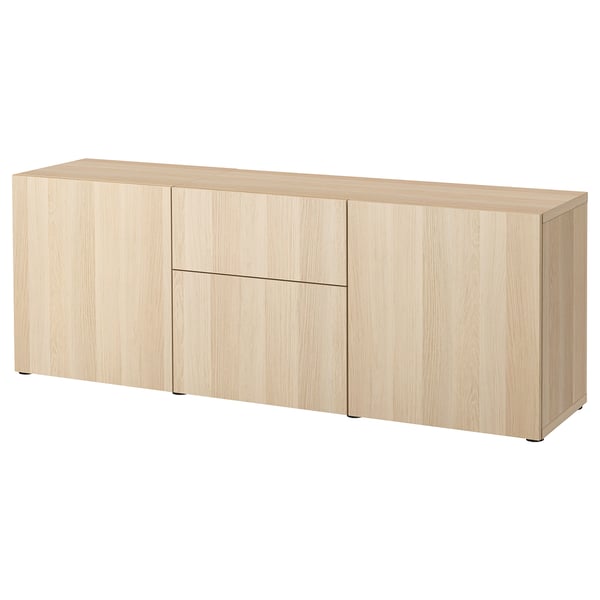 BESTÅ storage combination with drawers, white stained oak effect