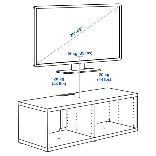Illustration with measurements for the product: BESTÅ.