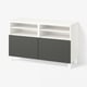 BESTÅ TV bench with doors, white/Lappviken/Stubbarp dark grey, 120x42x74 cm