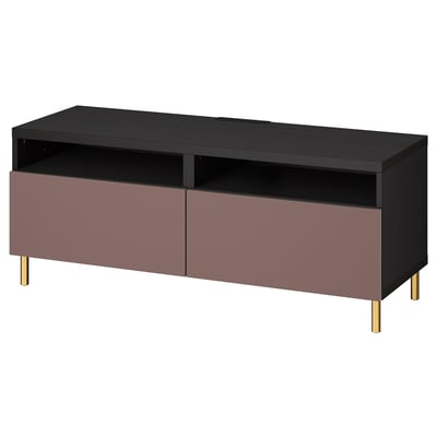 BESTÅ TV bench with drawers, black-brown/Hjortviken/Ösarp brown, 120x42x48 cm