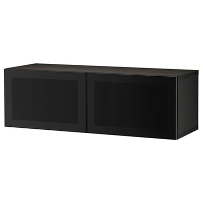 BESTÅ Wall-mounted cabinet combination, black-brown/Mörtviken black, 120x42x38 cm
