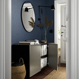 BESTÅ Wall-mounted cabinet combination, black-brown/Riksviken light bronze effect, 180x42x64 cm