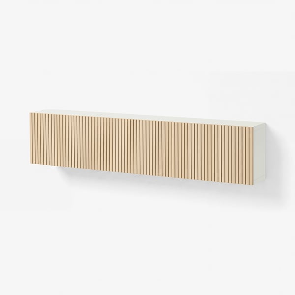 BESTÅ Wall-mounted cabinet combination, white/Björköviken ash veneer, 180x22x38 cm