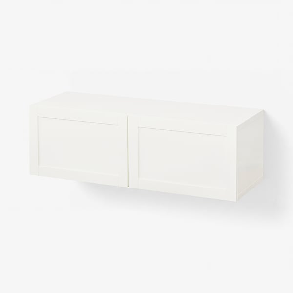 BESTÅ Wall-mounted cabinet combination, white/Hanviken white, 120x42x38 cm