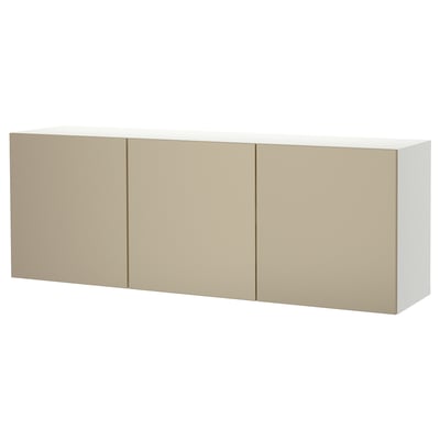 Ikea BESTÅ wall-mount cabinet, beige & white, rectangular, minimalist design.