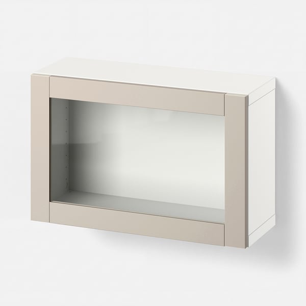 BESTÅ Wall-mounted cabinet combination, white/Sindvik light grey/beige, 60x22x38 cm