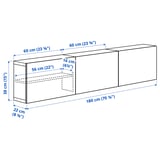 BESTÅ Wall-mounted cabinet combination, white stained oak effect/Lappviken white stained oak effect, 180x22x38 cm