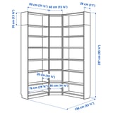 BILLY Bookcase corner comb w ext units, brown walnut effect, 136/136x28x237 cm