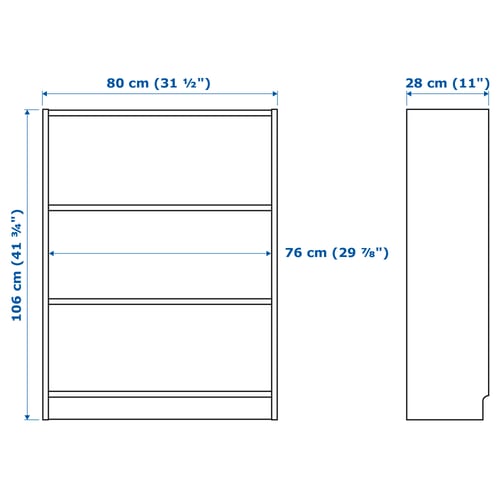 Illustration with measurements for the product: BILLY.