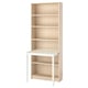 BILLY Bookcase with desk, birch effect/white, 80x202 cm
