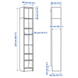 BILLY Bookcase with height extension unit, dark brown oak effect, 40x28x237 cm